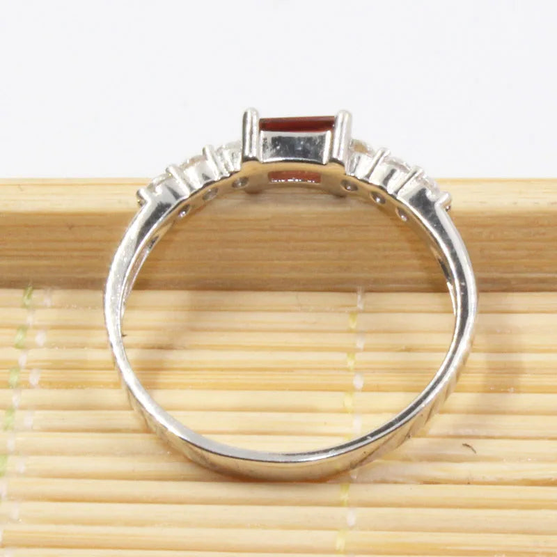 Elegant Silver Garnet Ring for Girl 3 Mm * 5 Mm Natural Garnet Gemstone Silver Ring Solid 925 Sterling Silver Garnet Ring