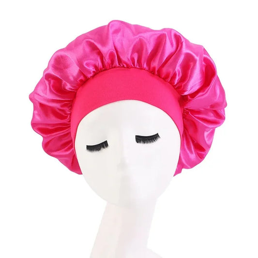 Hair Bonnet for Sleeping Silk Nightcap Satin Elastic Narrow Brim Shower Cap round Hat Home Hair Care Cap Satin Bonnet